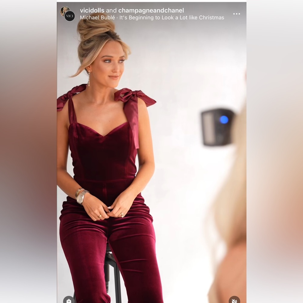Vici dolls red velvet jumpsuit